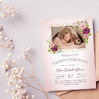 Faux Gold Frames Blush Floral Cérémonie de Naming
