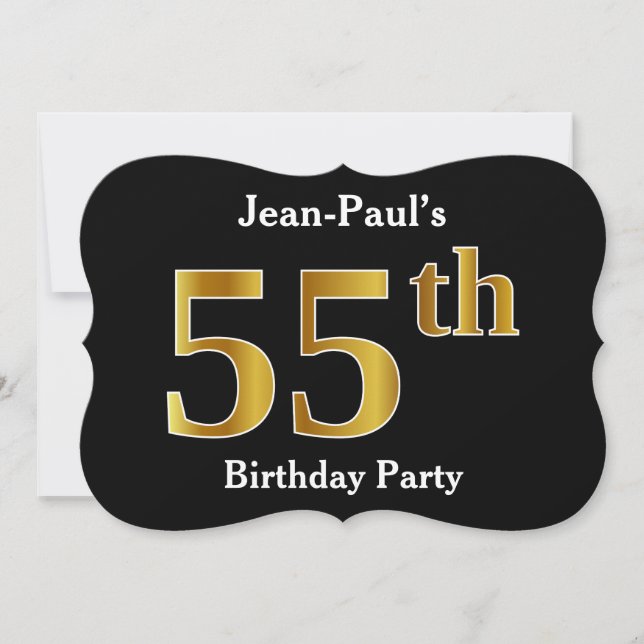 Invitation Faux Gold Look 55th Birthday Party + Nom personnal (Devant)
