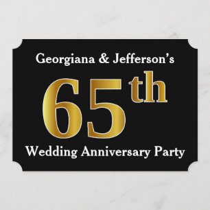 Invitation Faux Gold Look 65e fête d'anniversaire Mariage