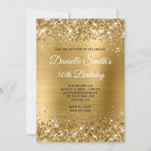 Invitation Faux Gold Parties scintillant et Foil 50e annivers