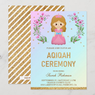 Invitation Faux Gold Parties scintillant mignonne rose prince