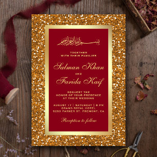 Invitation Faux Gold Parties scintillant Rouge musulman musul