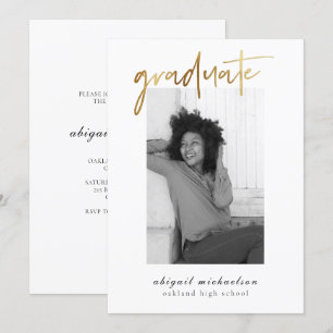 Invitation Faux Gold Photo Party