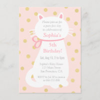 Faux Gold Pois Chat Blanc Fête d'anniversaire