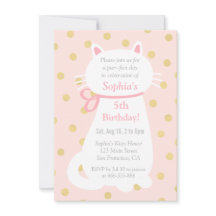 Faux Gold Polka Dots Fête d'anniversaire Chat Blan