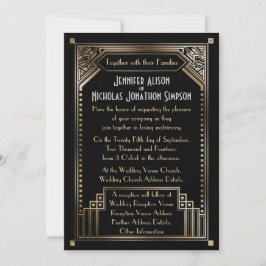 Invitation Faux Gold Shaded Art déco Mariage