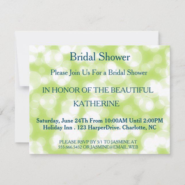 Invitation Faux Green Glittering Fab Confetti Sparkles Points (Devant)