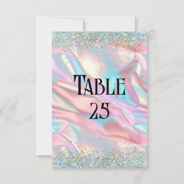 Invitation Faux Iridescente Foil & Parties scintillant Numéro (Devant)