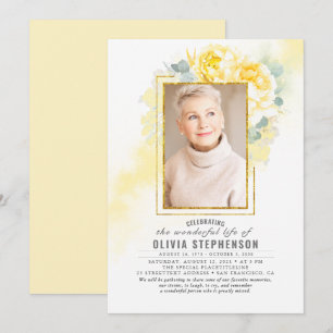Invitation Faux jaunes Faded Folial Photo