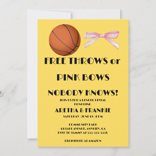 Invitation Faux Lancers ou Nœuds Roses Fête de Révélation du  (Devant)