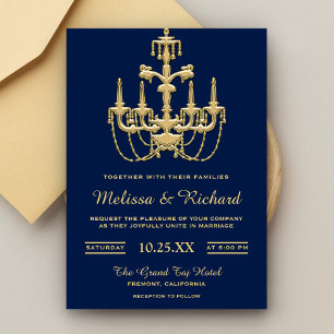 Invitation Faux lustre vintage chandelier faire part de maria