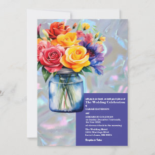 Invitation Faux mariage iridescent mère de perle