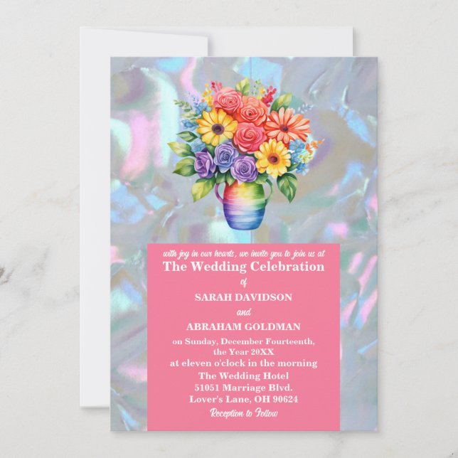 Invitation Faux Mère de Pearl Iridescente Mariage (Devant)