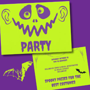 Invitation Faux Neon Fête d'Halloween du Monstre Whimsical