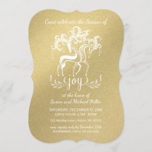 Invitation Faux-Or élégant de fête de vacances de joie de