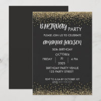 Invitation Faux Or Pailleté Anniversaire 50 Ans No