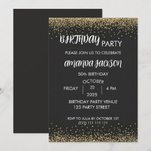 Invitation Faux Or Pailleté Anniversaire 50 Ans No
