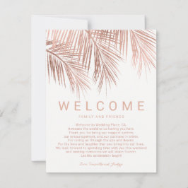 Invitation Faux or rose palmier tropical accueil mariage