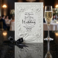 Faux papier gaufré en relief Cygne floral mariage