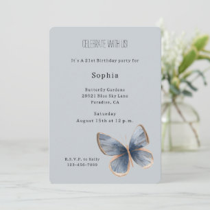 Invitation Faux Papillon En Denim Bleu Anniversaire