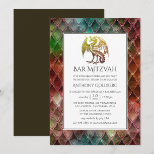 Invitation Faux Parties scintillant Dragon thème Bar Mitzvah