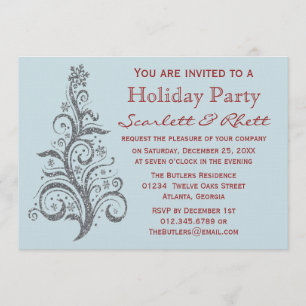 Invitation Faux Parties scintillant Noël Arbre Fête