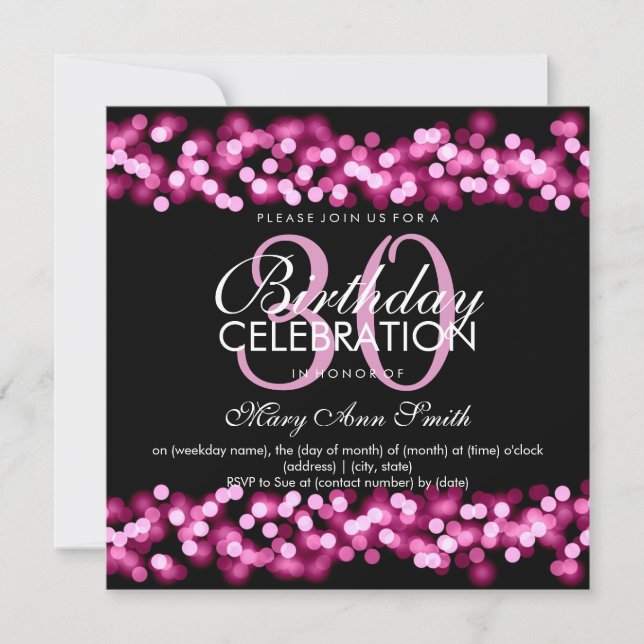 Invitation Faux Pink Hollywood Glam 30e anniversaire (Devant)