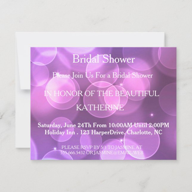 Invitation Faux Purple Glittering Fab Confetti Sparkles Point (Devant)