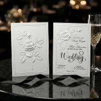 Faux relief Blanc Rose Mariage Formel