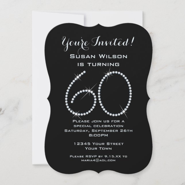 Invitation Faux Rhinestone 60e anniversaire (Devant)