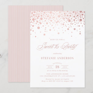 Invitation Faux Rose Gold Foil Confetti Dots Sweet 16 Party