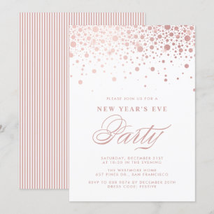 Invitation Faux Rose Gold Foil Confetti fête de la Saint-Sylv
