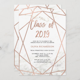 Invitation Faux Rose Gold Géométrique | Marble Graduation Par