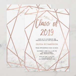 Invitation Faux Rose Gold Géométrique   Marble Graduation Par