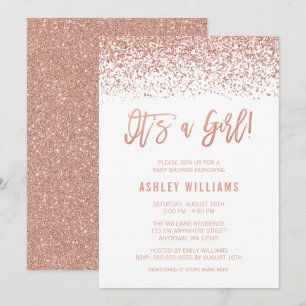 Invitation Faux Rose Gold Parties scintillant Baby shower fil
