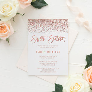 Invitation Faux Rose Gold Parties scintillant Sweet 16 Annive