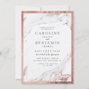 Invitation Faux rose marbre or luxe moderne mariage