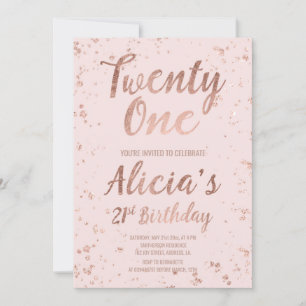 Invitation Faux rose or confetti blush 21e Anniversaire Nom 2