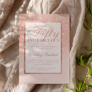 Invitation Faux rose or parties scintillant élégant chic cinq