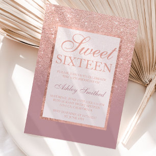 Invitation Faux rose or parties scintillant élégant poussiére