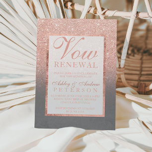 Invitation Faux rose or parties scintillant gris ciment Vow R