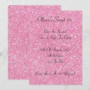 Invitation faux rose parties scintillant doux 16 anniversaire