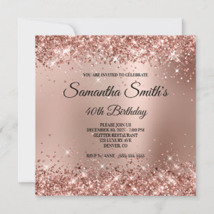 Invitation Faux Rose Parties scintillant or Glam Gradient 40e