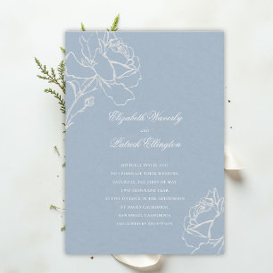 Invitation Faux Roses Bleues En Relief Mariage Formel Classiq