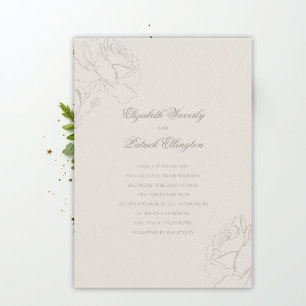 Invitation Faux Roses En Relief Ecru Mariage Classique Modern