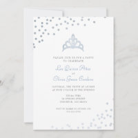 Faux Silver Foil Tiara Quinceañera