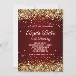 Invitation Faux Sparkly Gold Parties scintillant Bourgogne Om