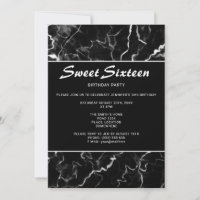 Faux Texture De Marbre Noir Look Sweet 16 Annivers