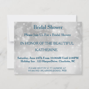 Invitation Faux White Glittering Fab Confetti Sparkles Points