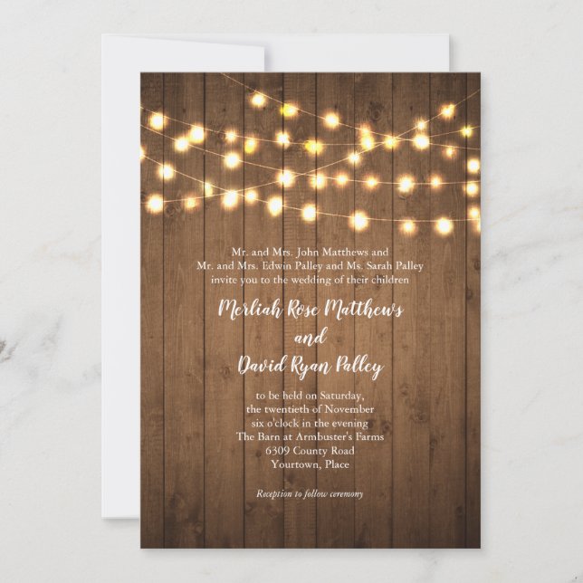 Invitation Faux Wood Mariage (Devant)